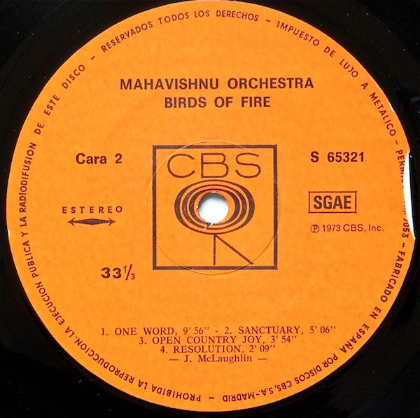 Mahavishnu Orchestra : Birds Of Fire (LP, Album)