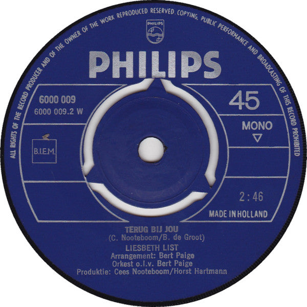Liesbeth List : Victoria / Terug Bij Jou (7", Single, Mono)