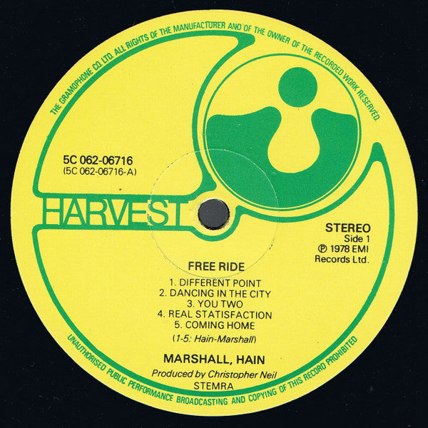 Marshall Hain : Free Ride (LP, Album)