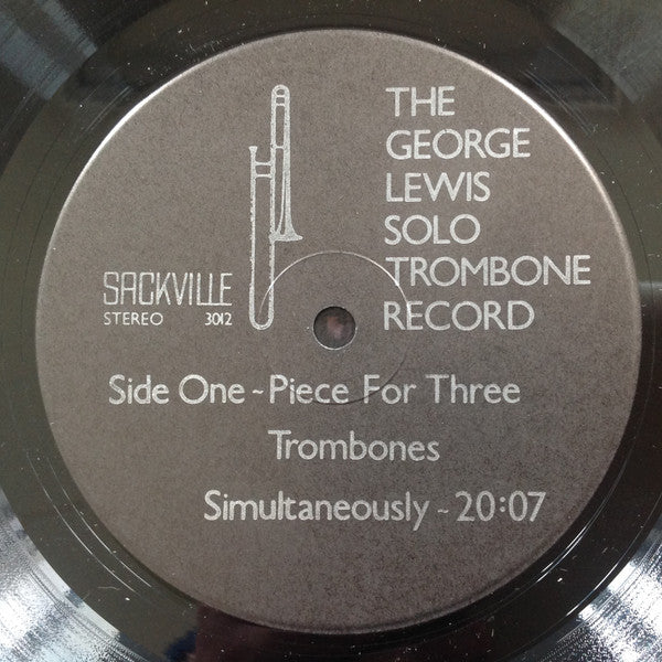 George Lewis : The George Lewis Solo Trombone Record (LP, Album)