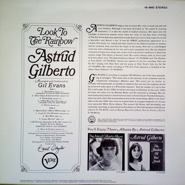 Astrud Gilberto - Look To The Rainbow (LP, Album) - De Platen Aap – Vinylwinkel in Brielle & online webshop voor muziekliefhebbers