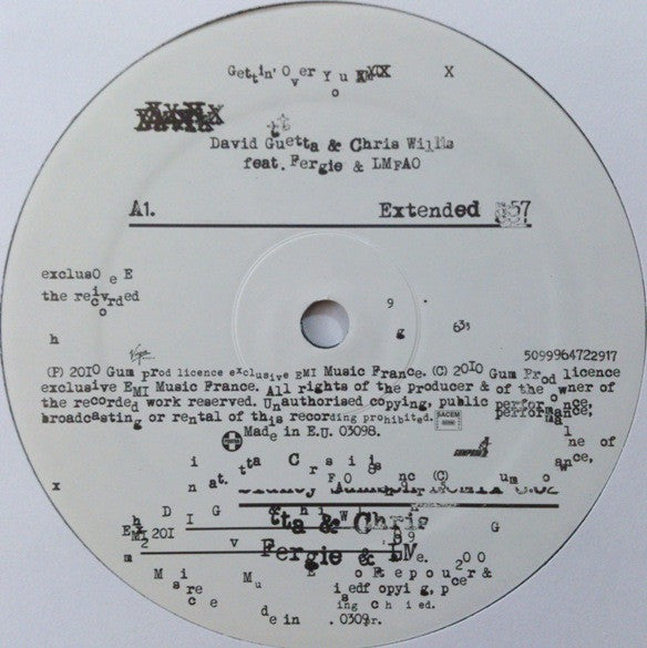 David Guetta & Chris Willis Feat. Fergie (2) & LMFAO : Gettin' Over You (2x12", Maxi)