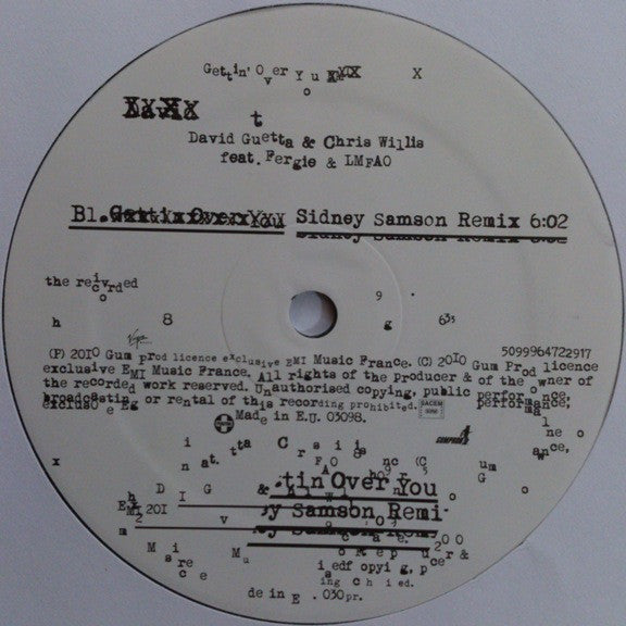 David Guetta & Chris Willis Feat. Fergie (2) & LMFAO : Gettin' Over You (2x12", Maxi)
