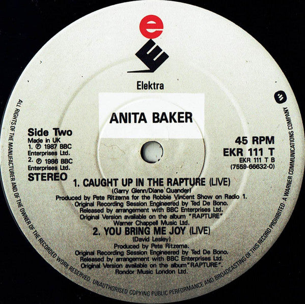Anita Baker : Talk To Me (12", Single)