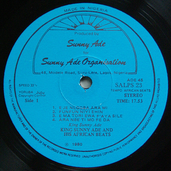 King Sunny Ade & His African Beats : Eje Nlogba (LP, Album, Blu)