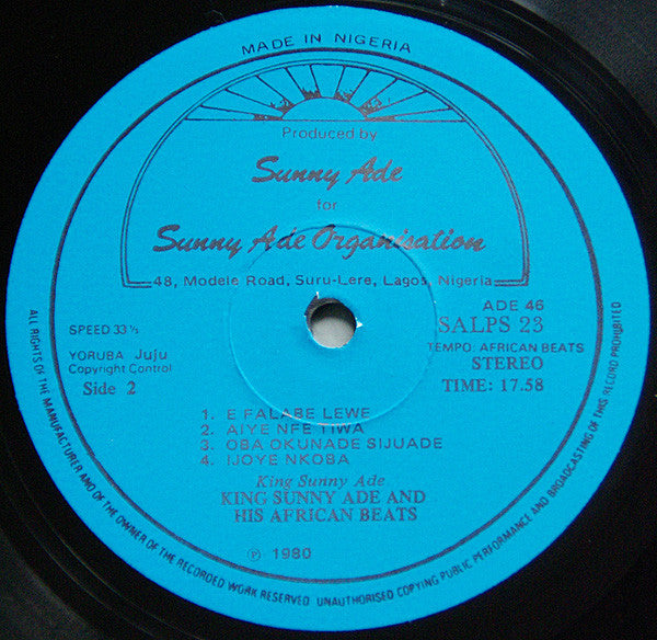 King Sunny Ade & His African Beats : Eje Nlogba (LP, Album, Blu)