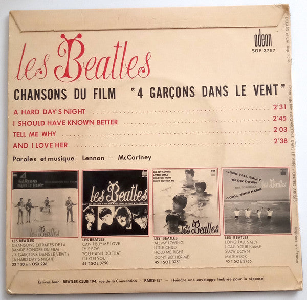 Les Beatles* : Chansons Du Film "4 Garçons Dans Le Vent" (7", EP)