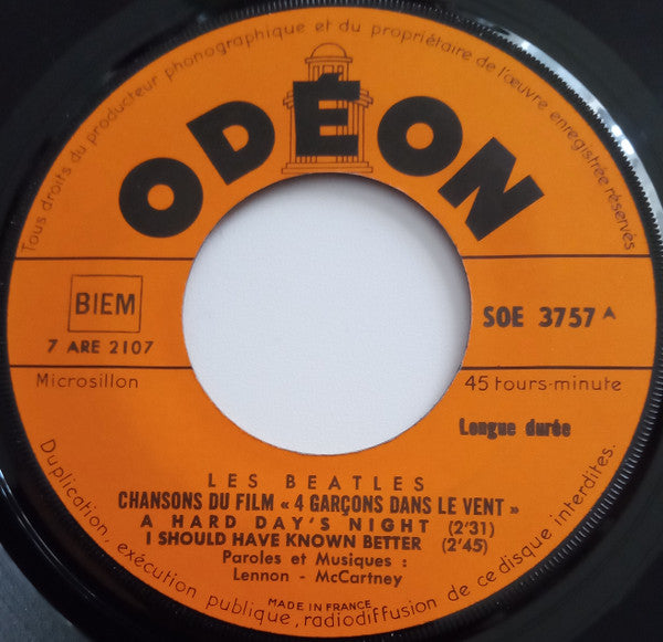 Les Beatles* : Chansons Du Film "4 Garçons Dans Le Vent" (7", EP)