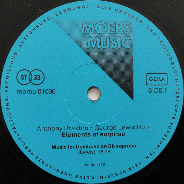 Anthony Braxton/George Lewis Duo : Elements Of Surprise (LP, Album)