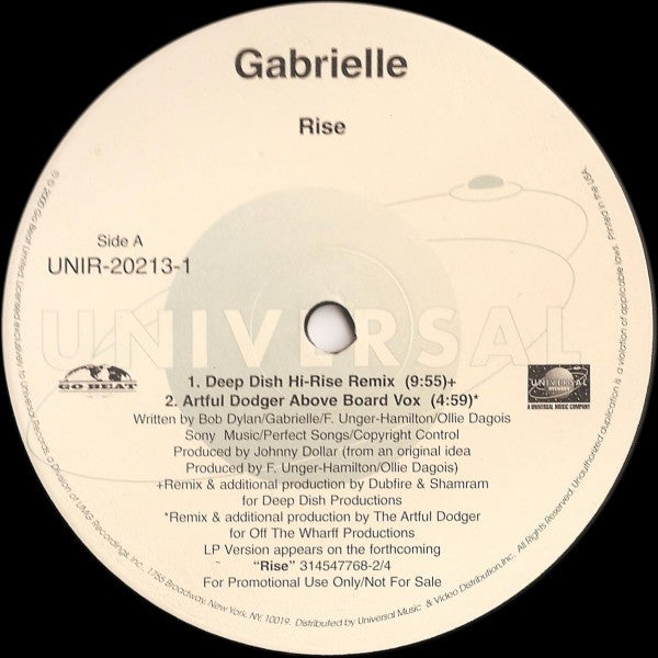 Gabrielle - Rise (12", Promo) - De Platen Aap – Vinylwinkel in Brielle & online webshop voor muziekliefhebbers
