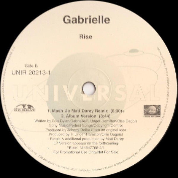 Gabrielle - Rise (12", Promo) - De Platen Aap – Vinylwinkel in Brielle & online webshop voor muziekliefhebbers
