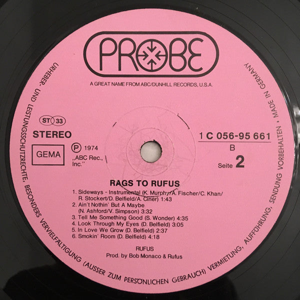 Rufus Featuring Chaka Khan : Rags To Rufus (LP, Album)