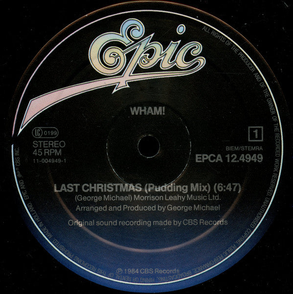 Wham! : Last Christmas (Pudding Mix) / Everything She Wants (12", Maxi)