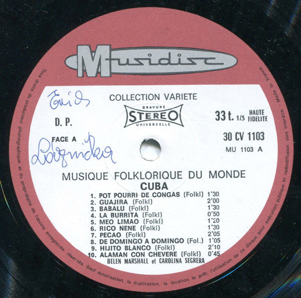 Belen Marshall Et Carolina Segrera : Cuba (LP, Album, RE)