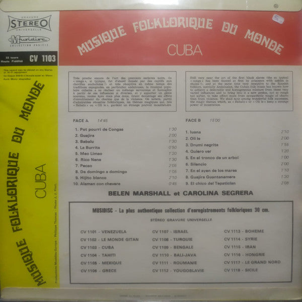 Belen Marshall Et Carolina Segrera : Cuba (LP, Album, RE)