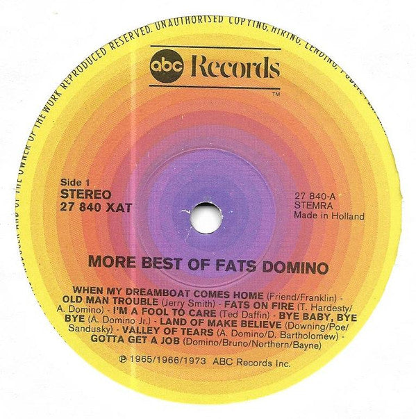 Fats Domino : More Best Of Fats Domino (LP, Comp)
