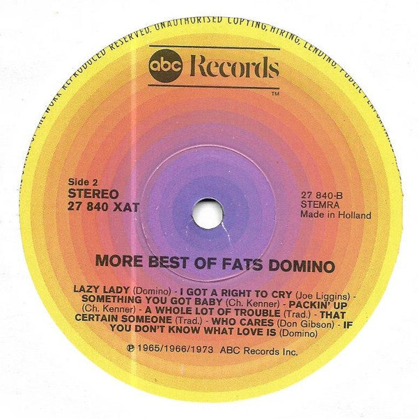 Fats Domino : More Best Of Fats Domino (LP, Comp)