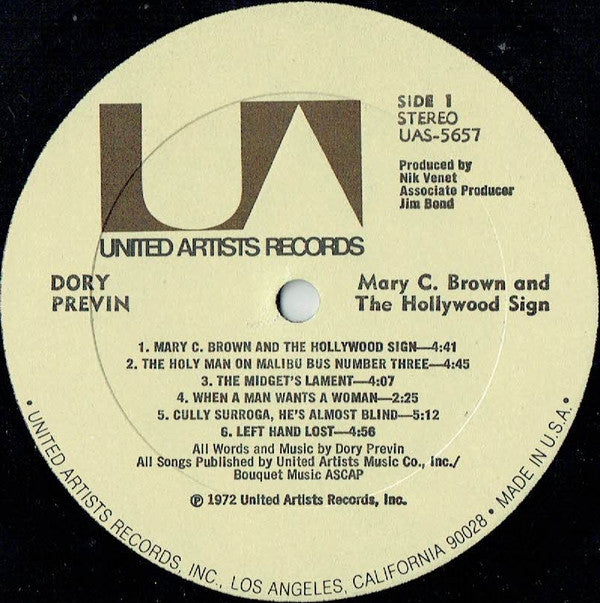Dory Previn : Mary C. Brown And The Hollywood Sign (LP,Album)