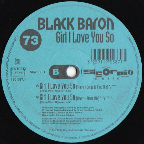 Black Baron : Girl I Love You So (12")