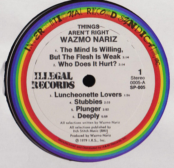 Wazmo Nariz : Things Aren't Right (LP, Album)