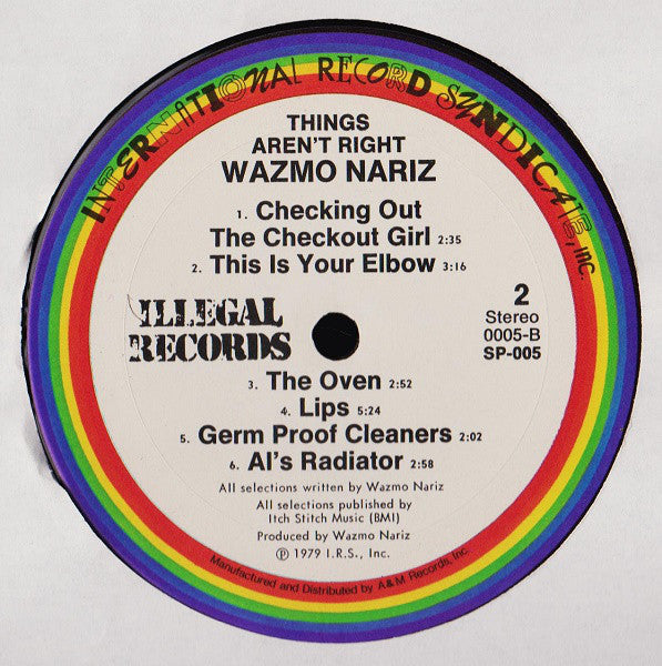 Wazmo Nariz : Things Aren't Right (LP, Album)
