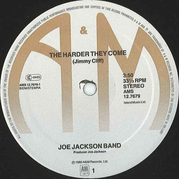 Joe Jackson Band : The Harder They Come / Out Of Style / Tilt (12")