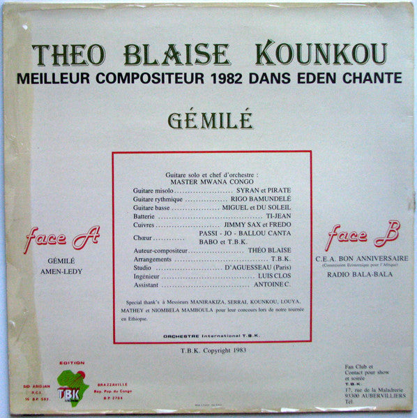Théo-Blaise Kounkou : Gemilé (Over Night) (LP,Album)