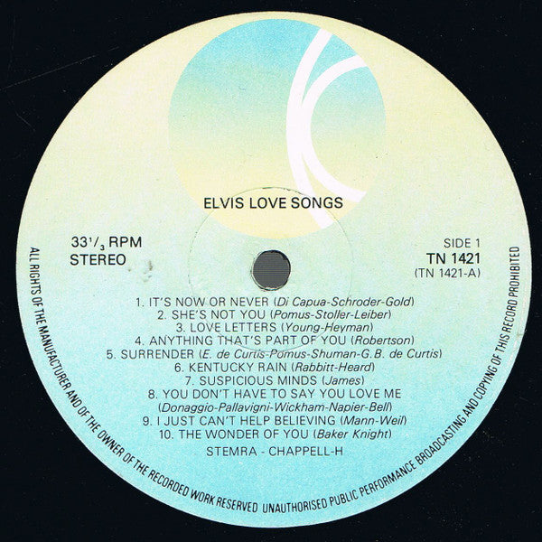 Elvis Presley : Elvis Love Songs (20 Original Songs) (LP, Comp)