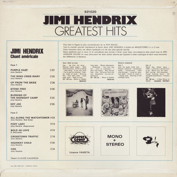 Jimi Hendrix : Greatest Hits (LP, Comp)