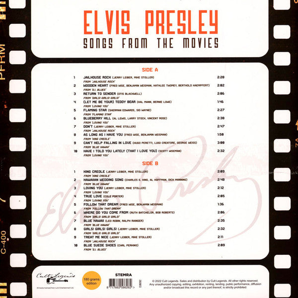 Elvis Presley : Songs From The Movies (LP, Comp, Unofficial, 180)