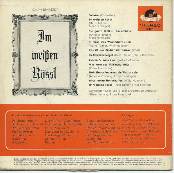 Benatzky* - Gilbert* - Stolz* : Im Weissen Rössl Querschnitt (7", EP, RE, Ora)