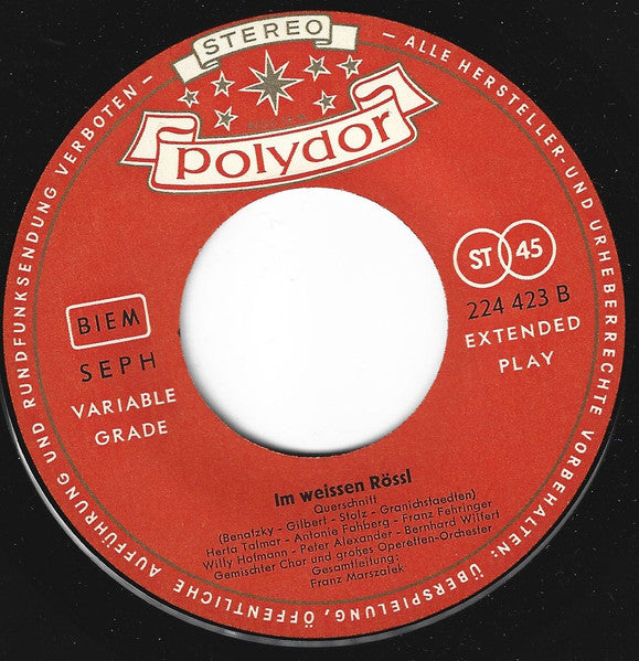 Benatzky* - Gilbert* - Stolz* : Im Weissen Rössl Querschnitt (7", EP, RE, Ora)