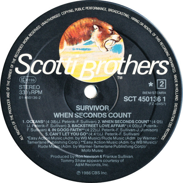Survivor : When Seconds Count (LP, Album)