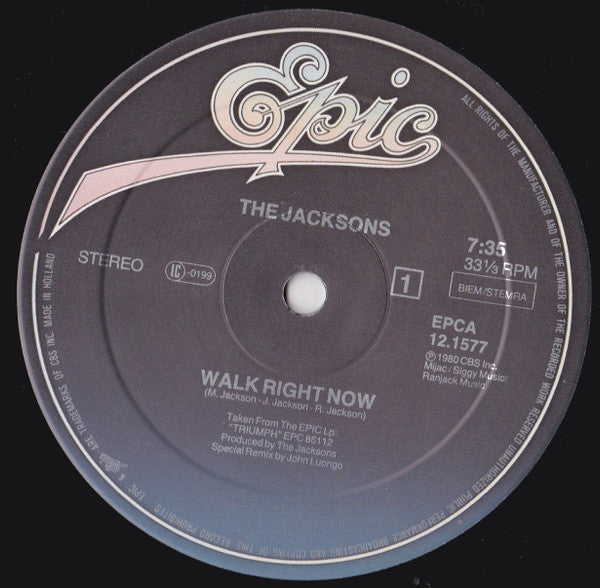 The Jacksons : Walk Right Now (12", Maxi)