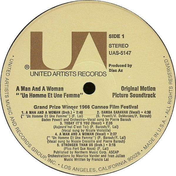 Francis Lai : A Man And A Woman (Original Motion Picture Soundtrack) (LP, Album, RE)