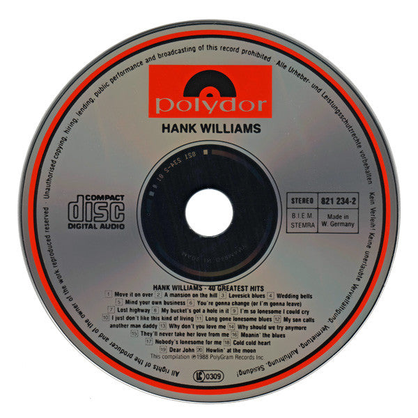 Hank Williams : 40 Greatest Hits (2xCD, Comp, RE)