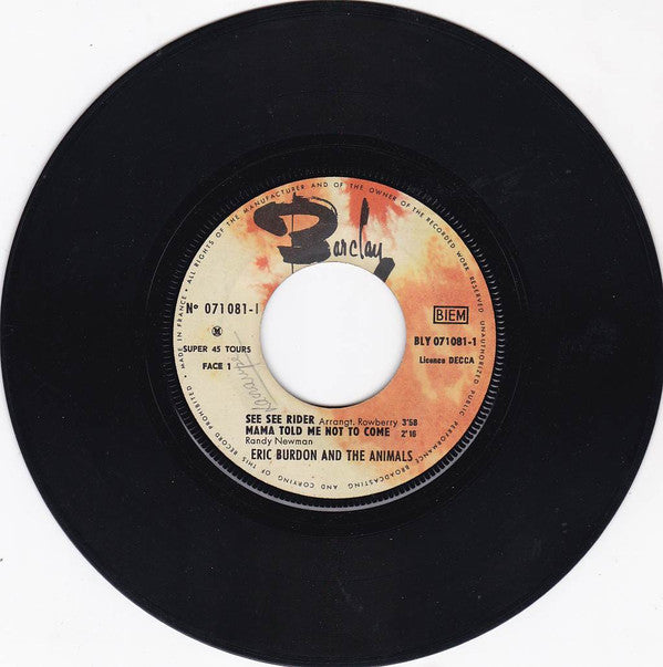 Eric Burdon And The Animals* : See See Rider  (7", EP)
