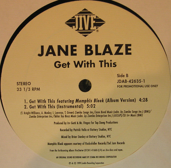Jane Blaze : Get With This (12", Promo)