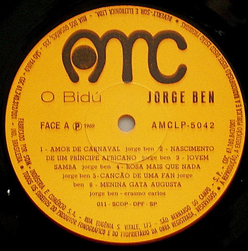Jorge Ben - O Bidú: Silêncio No Brooklin (LP, Album, RE) - De Platen Aap – Vinylwinkel in Brielle & online webshop voor muziekliefhebbers