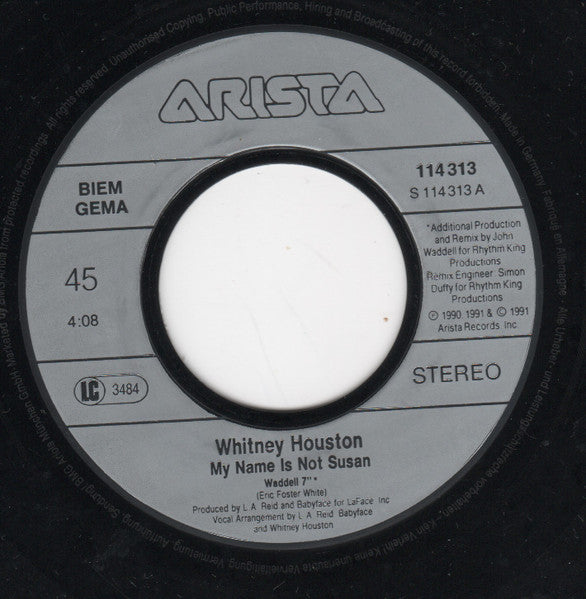 Whitney Houston : My Name Is Not Susan (7", Single, 3:5)