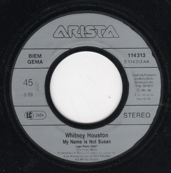 Whitney Houston : My Name Is Not Susan (7", Single, 3:5)
