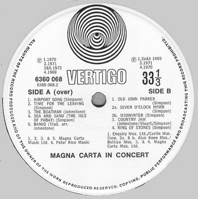 Magna Carta : In Concert (LP, Album, Ver)