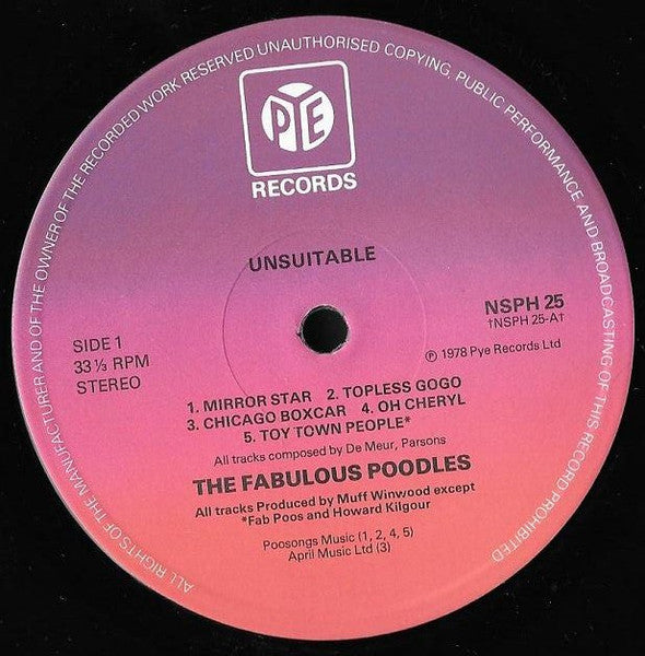 The Fabulous Poodles* : Unsuitable (LP, Album)
