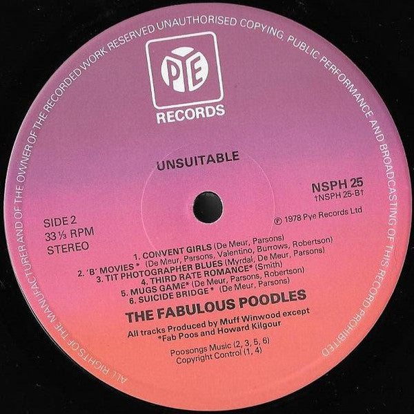 The Fabulous Poodles* : Unsuitable (LP, Album)