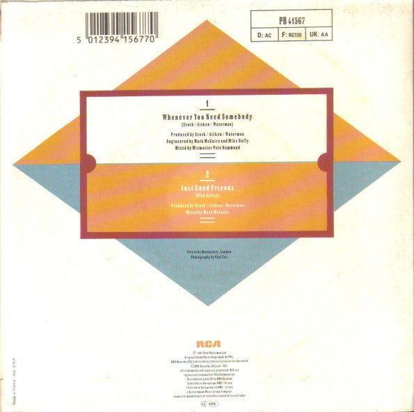 Rick Astley : Whenever You Need Somebody (7", Single)