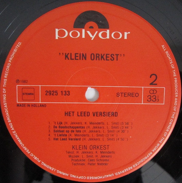 Klein Orkest : Het Leed Versierd (LP, Album)