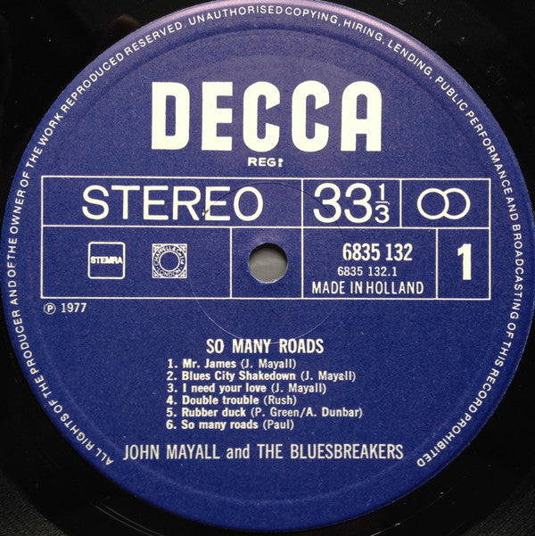 John Mayall And The Bluesbreakers* : So Many Roads (LP, Comp, RE)