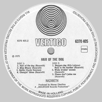 Nazareth (2) : Hair Of The Dog (LP,Album)