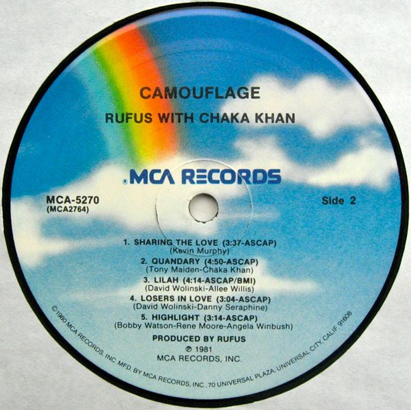 Rufus With Chaka Khan* : Camouflage (LP, Album, Pin)
