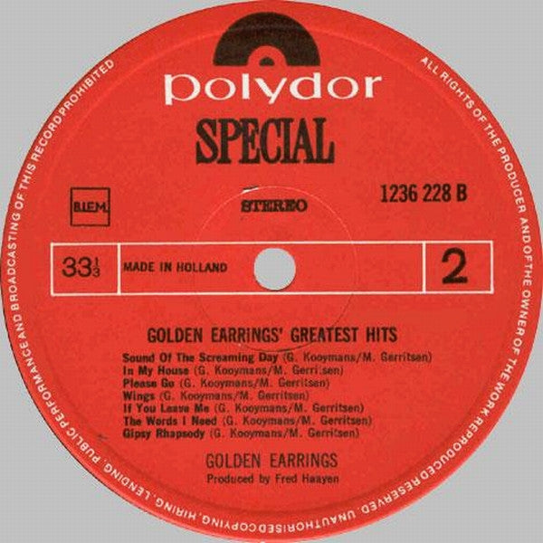 Golden Earrings* : Golden Earrings' Greatest Hits (LP, Comp, RE)